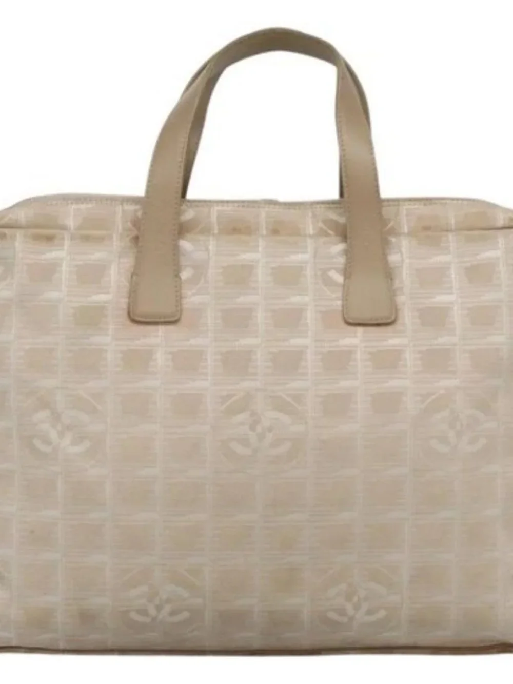 CHANEL New Travel line Hand Bag Nylon Beige CC Auth ti2897